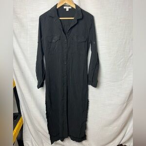 Chelsea & Violet Black Long Sleeve Dress High Slit - Whimsigoth Piratecore Boho